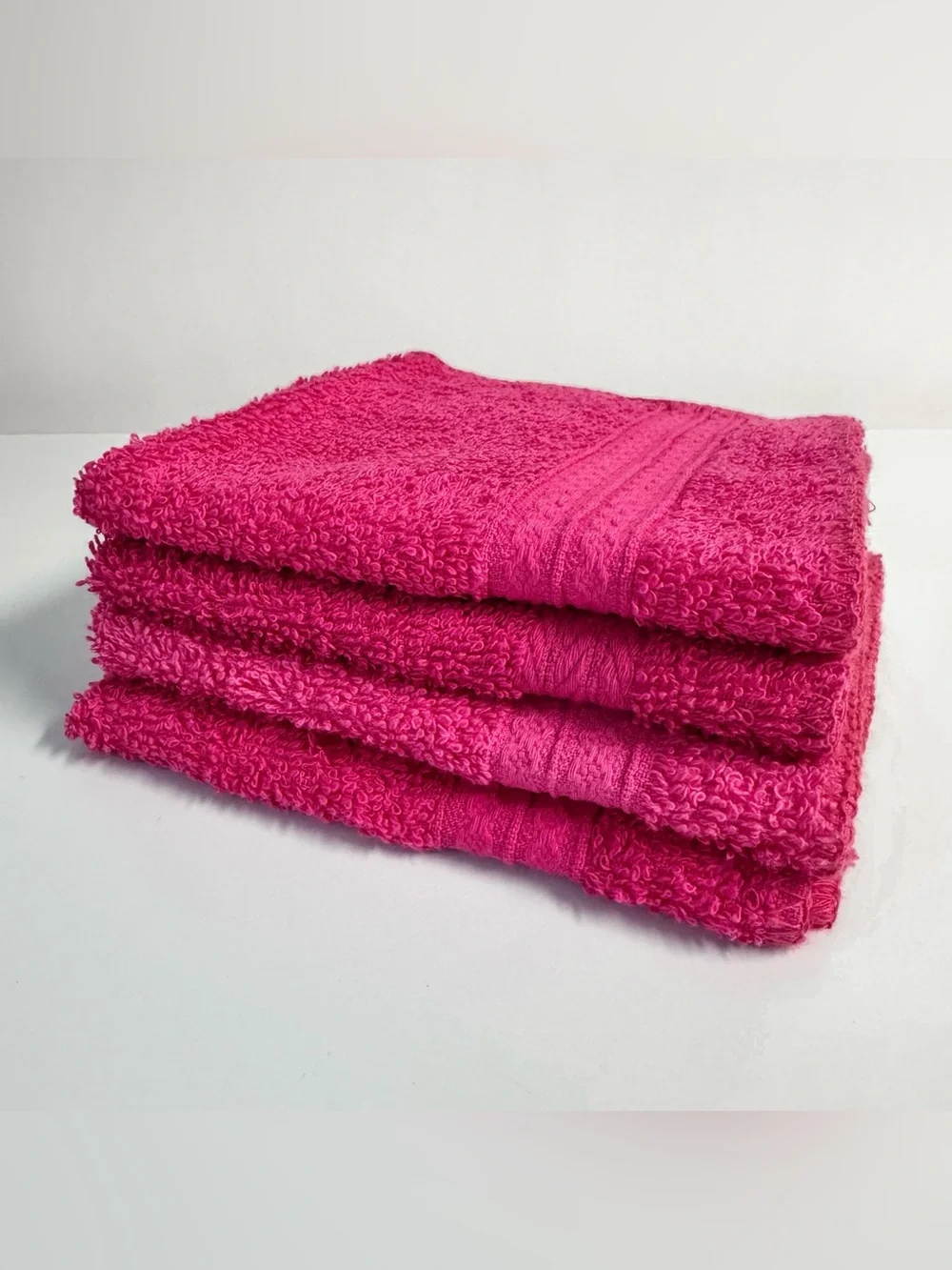 Comfort Bay Pink Washcloths with Dobby Border 100% Cotton 12x12 Lot of Four NWT